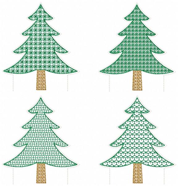 4 ITH-Stickdateien LED-Teelicht-Cover für 10 x 10 cm Stickrahmen 4 Tannen Set Nr. 4